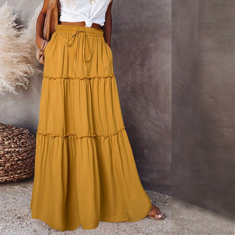 W&W Mode | Langer Hochtaillierter Maxi Rock