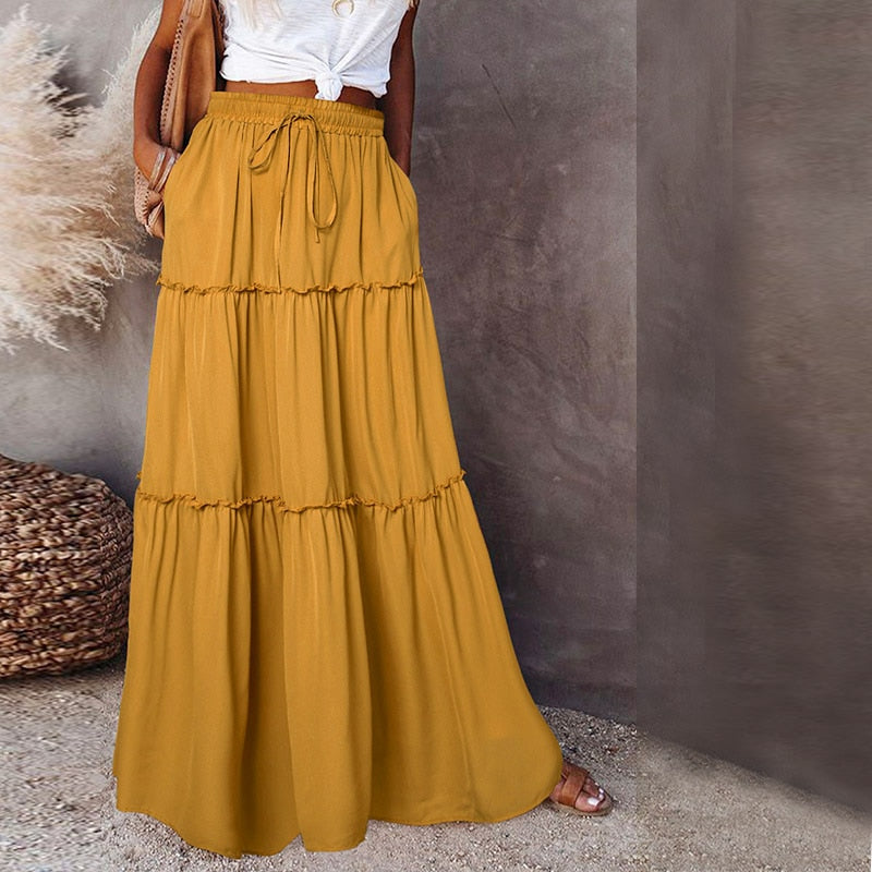 WW | Langer Hochtaillierter Maxi Rock