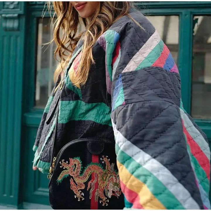 W&W Mode | Gepolsterte Kimonojacke Mit Regenbogenstreifen