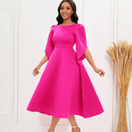 WW - Elegantes Rosa Leinenkleid