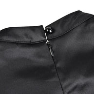 WW | Frauen Elegantes Schwarzes Kleid Halbhoher Kragen Hohe Taille A-Linie Kleider Schlankes Fit Kleid Büro Damen Female Solid Vestidos