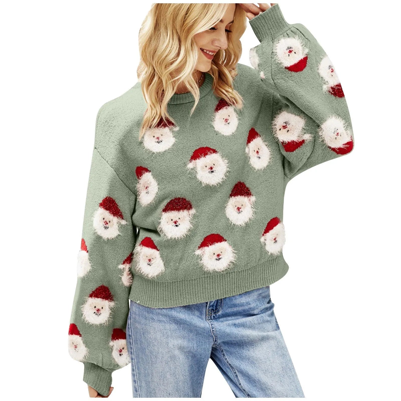 WW - Hässlicher Weihnachtspulli - Santa Claus Muster Pullover