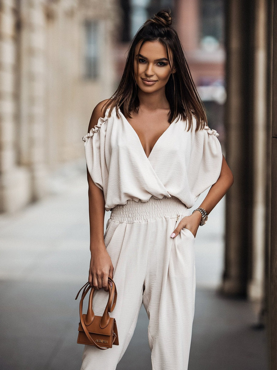 WW | Weißer Jumpsuit Mit Offenen Schultern