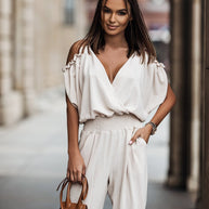WW | Weißer Jumpsuit Mit Offenen Schultern