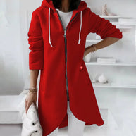 WW | Kapuzenstrickjacke mit geschwungenem Saum