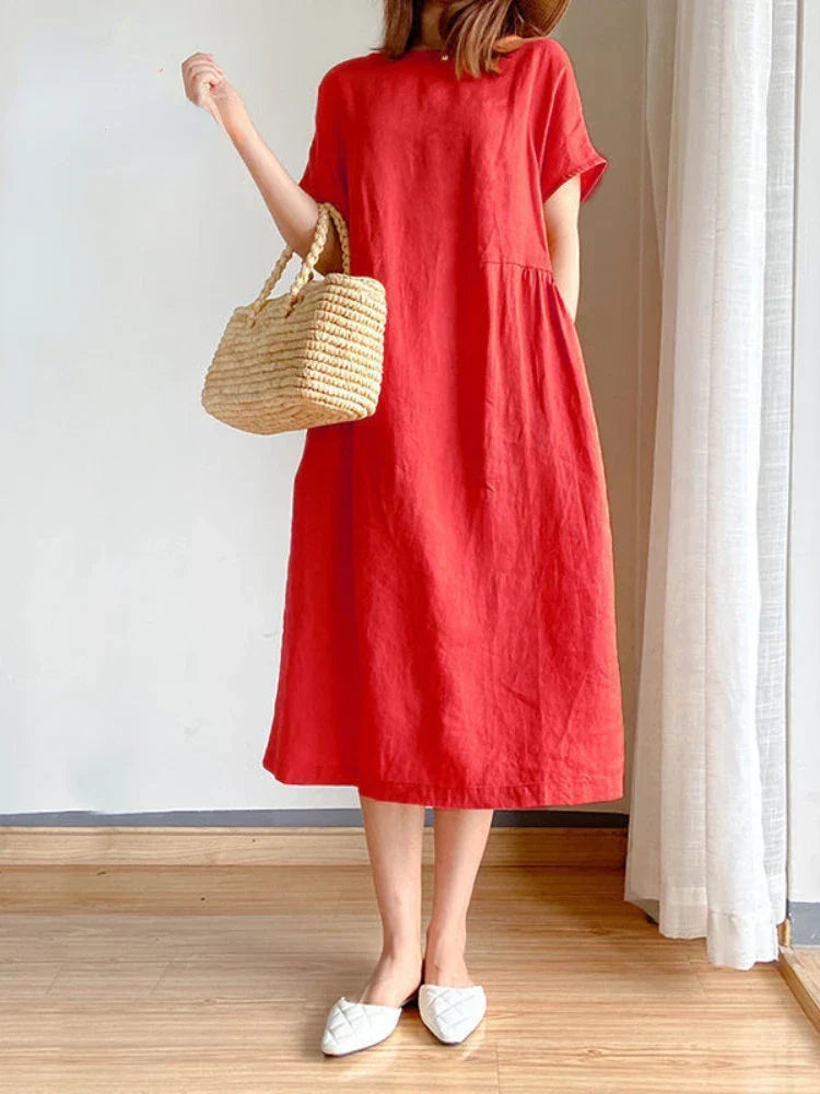 W&W Mode | Einfarbig Midi Kleid Aus