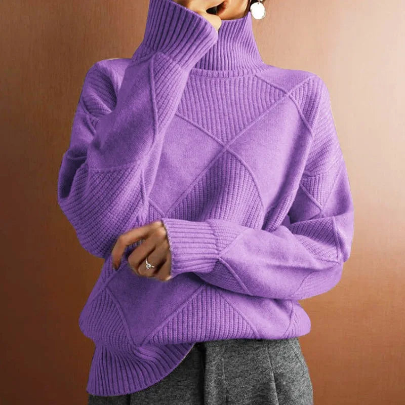 WW - Damen einfarbiger hoher Kragen Pullover