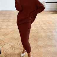 WW | Schickes Herbst Strick Zweiteiliges Slim Fit Set für Frauen