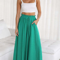 WW Gemütliche Gipfelhose | Damen Bequeme Bundfaltenhose mit Weitem Bein