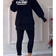 WW | Winter-Trainingsanzug für Damen mit unregelmäßigem Buchstabendruck