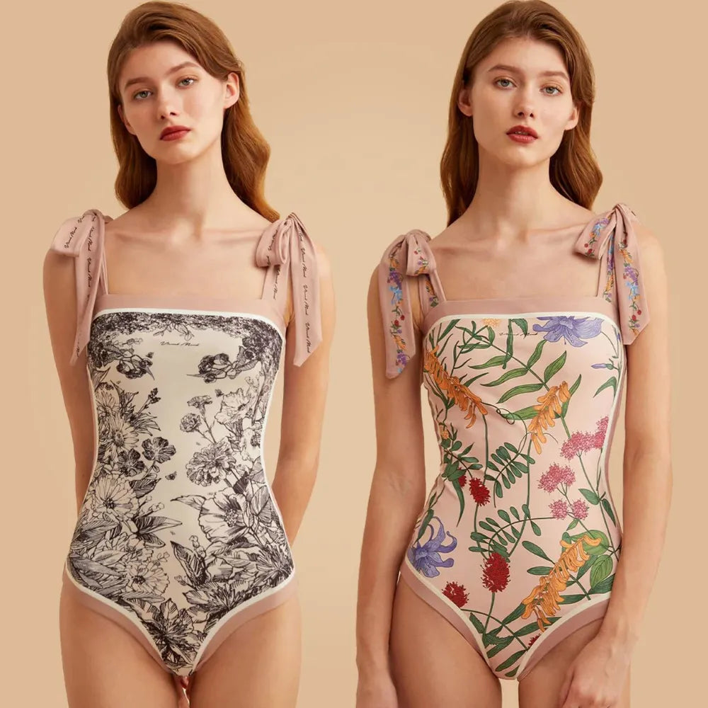 WW | Neue Kollektion Gedruckt Doppelseitig Tragbar Schwimmen Badeanzug Frauen Bandage Sexy Einteiler Badeanzug Strandbekleidung Schwimmbekleidung Frau