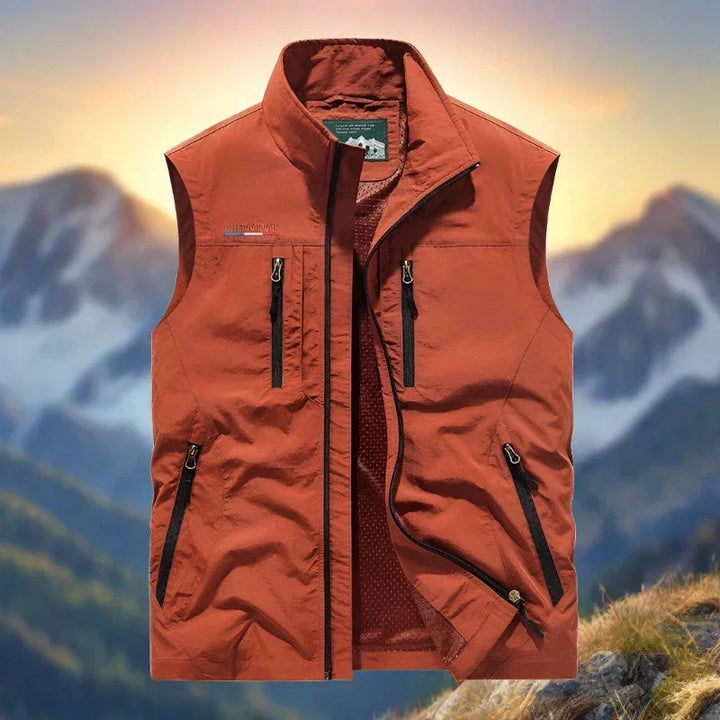 W&W Mode Herren Outdoor-Weste mit Reißverschluss und mehreren Taschen