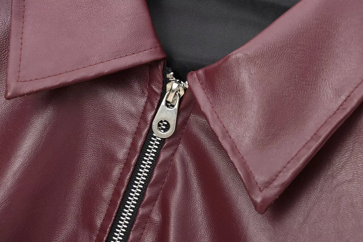 W&W Mode | Lederjacke mit Reißverschluss Vorne und Klassischem Reverskragen