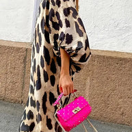 WW | Kleid mit Leopardenmuster und Dreiviertelärmeln