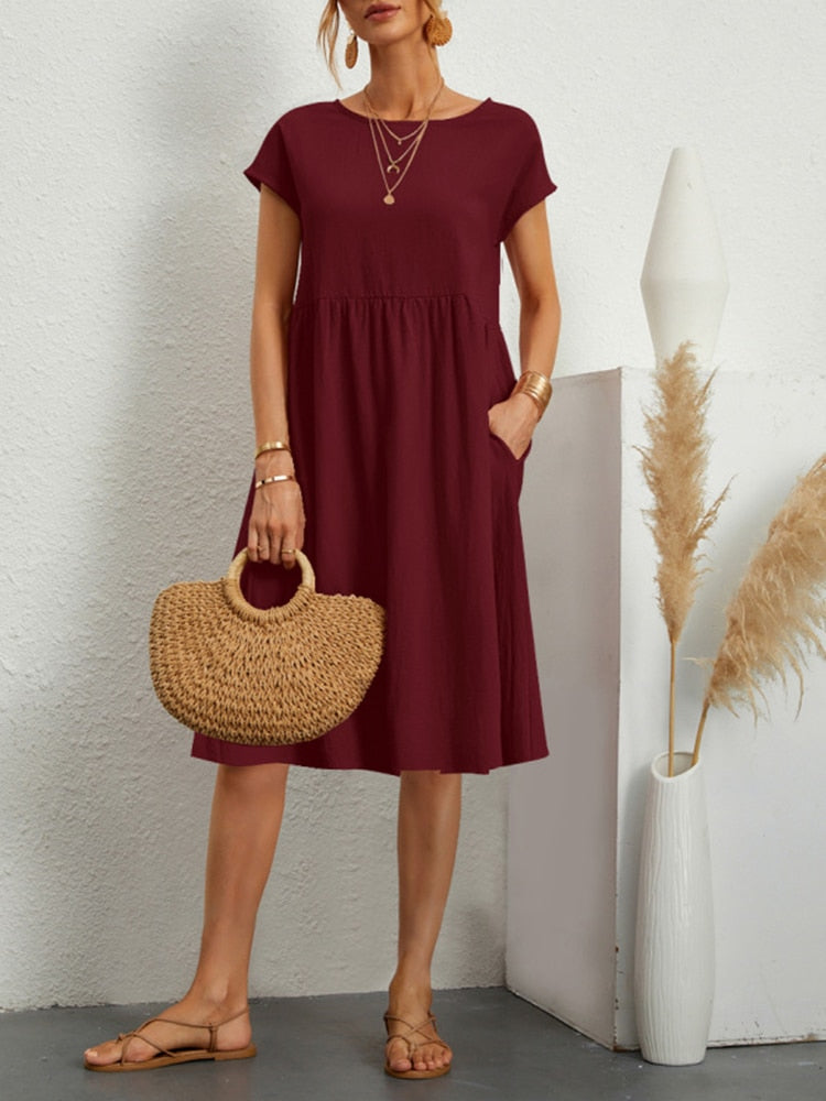 WW | Modisch Mittellanges Kleid Für Frauen