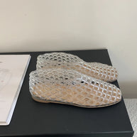 WW | Sommer Jellies Schuhe Frauen Mode Transparent Mesh Hollow Out Strand Schuhe Damen Flache Sandalen Farbige Runde Zehen Jelly Sandalen