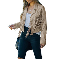 WW Jugendlicher Wildleder-Jackentrend - Fransen-Cardigan mit Troddelsaum, E-Girl Bikerjacke, 90er Vintage Streetwear, Cooles Design