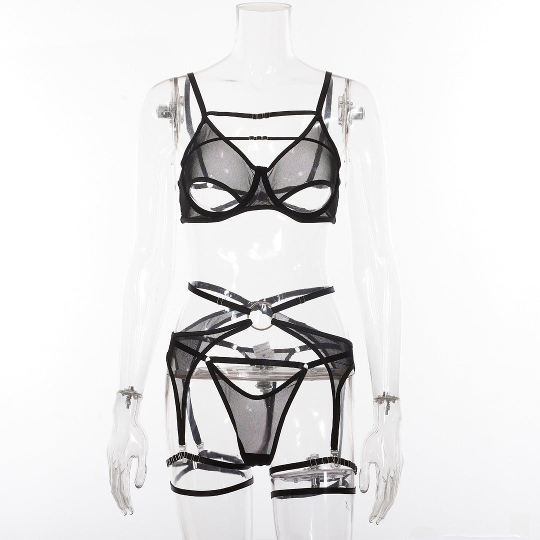 Damen-Lingerie aus 100 % Leinen mit filigranem Durchbruchdesign
