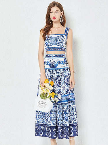 W&W Mode Flower Zweiteiler | Stilvolles Top und Maxirock bedrucktes Sommer-Damen-Set