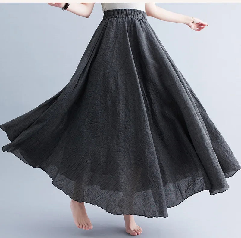 WW | Mode Baumwolle Leinen Kleidung Frauen Röcke Maxi Y2K Elegant Strand Saia Ropa Mujer Lässiges Kleid Boho Lange Röcke Faldas Harajuku