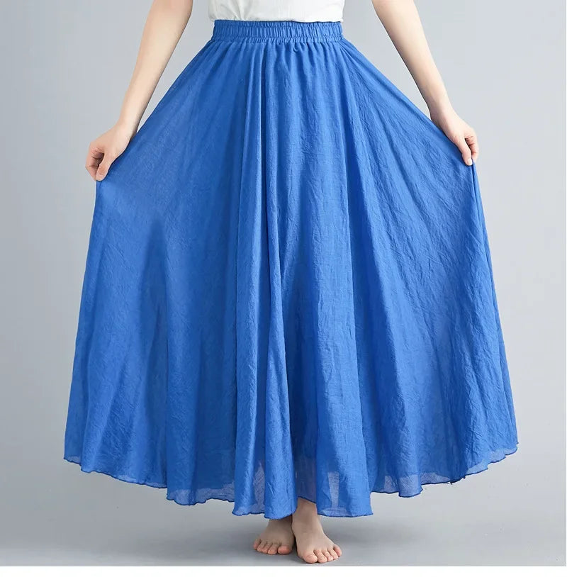 WW | Mode Baumwolle Leinen Kleidung Frauen Röcke Maxi Y2K Elegant Strand Saia Ropa Mujer Lässiges Kleid Boho Lange Röcke Faldas Harajuku