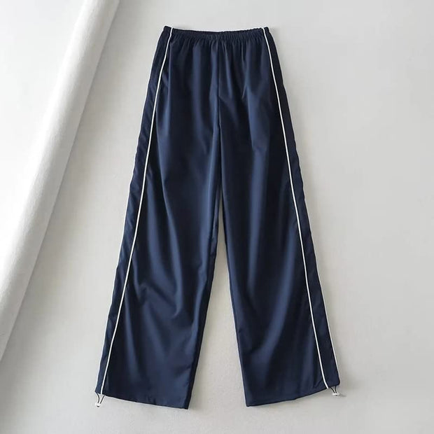 WW Großzügige Cargo-Hose | Damen Kordelzug Elastischer Niedriger Bund Parachute Hose