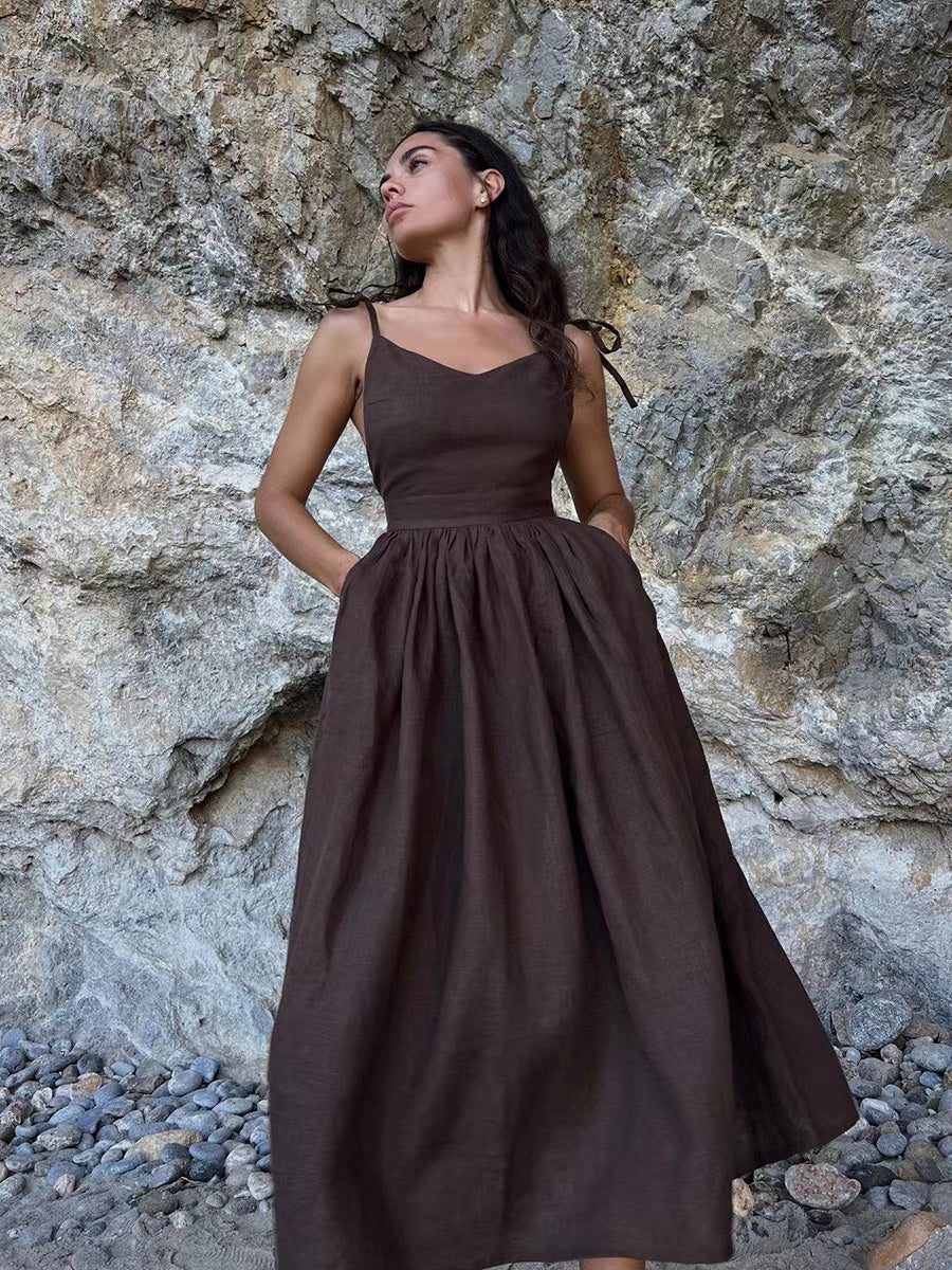 WW | Atmungsaktives Sommerkleid Aus Leinen Für Damen