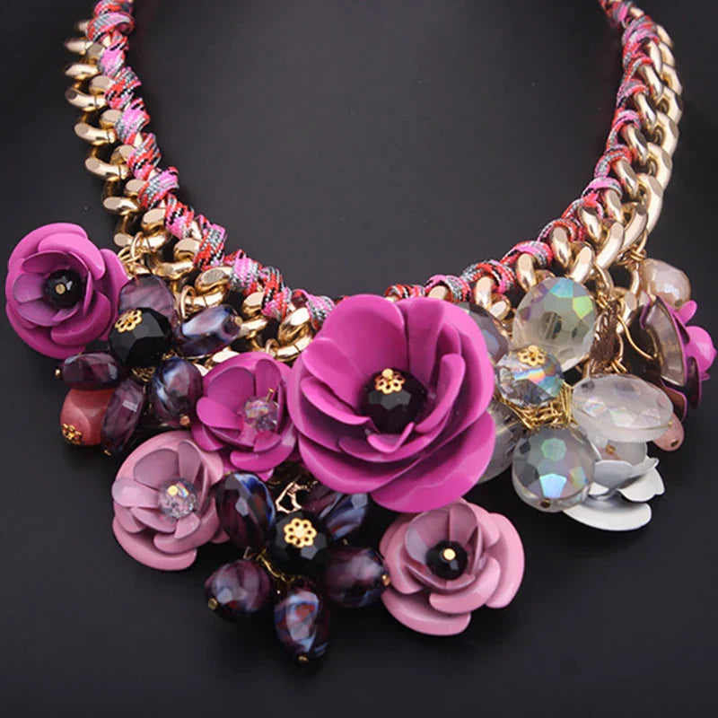 WW | Jahrgang Schmuck Elegante Prom Party Schönheitswettbewerb Hochzeit Geschenk Florale Blüte Blume Chunky Statement Halskette für Frauen Accessoires