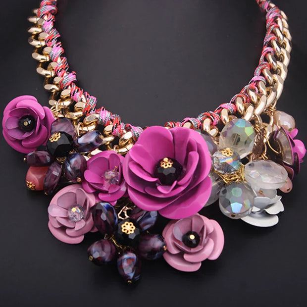 WW | Jahrgang Schmuck Elegante Prom Party Schönheitswettbewerb Hochzeit Geschenk Florale Blüte Blume Chunky Statement Halskette für Frauen Accessoires