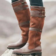 WW | Outdoor-Stiefel mit hohem Schaft und Schnallen - Leder-Regenstiefel für Damen