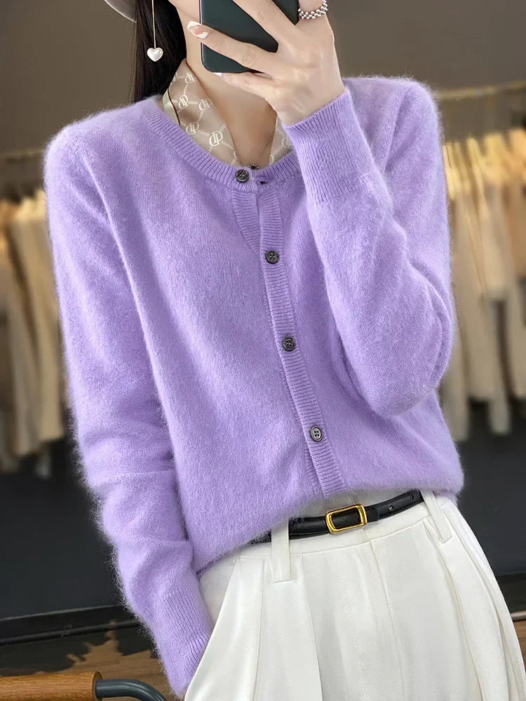 WW | Mohair Strickjacke Mit Knopfblende Für Damen