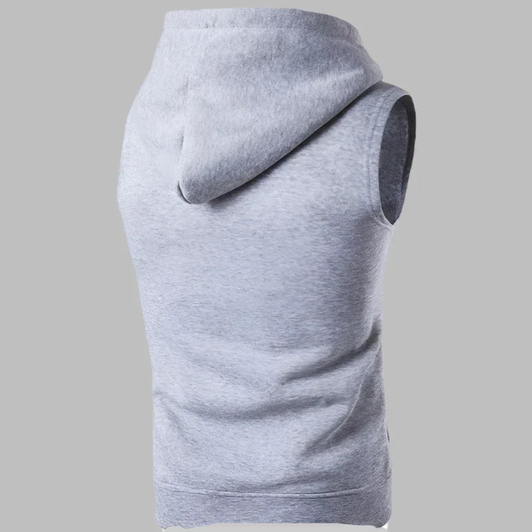 WW | Ärmelloser Herrenpullover Mit Reißverschluss Und Kapuze