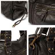 Obsidian - Luxus Schwarze Lederhandtasche