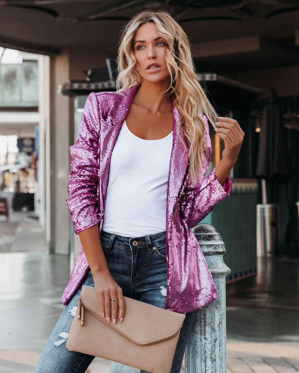 W&W Mode | Glänzender Blazer für Damen - Elegant und Glamourös
