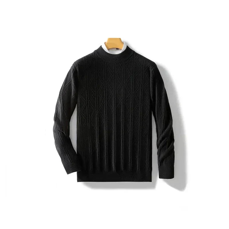 WW | Elegante Herrenpullover Mit Halbcoll Und Einzigartigem Texturdesign
