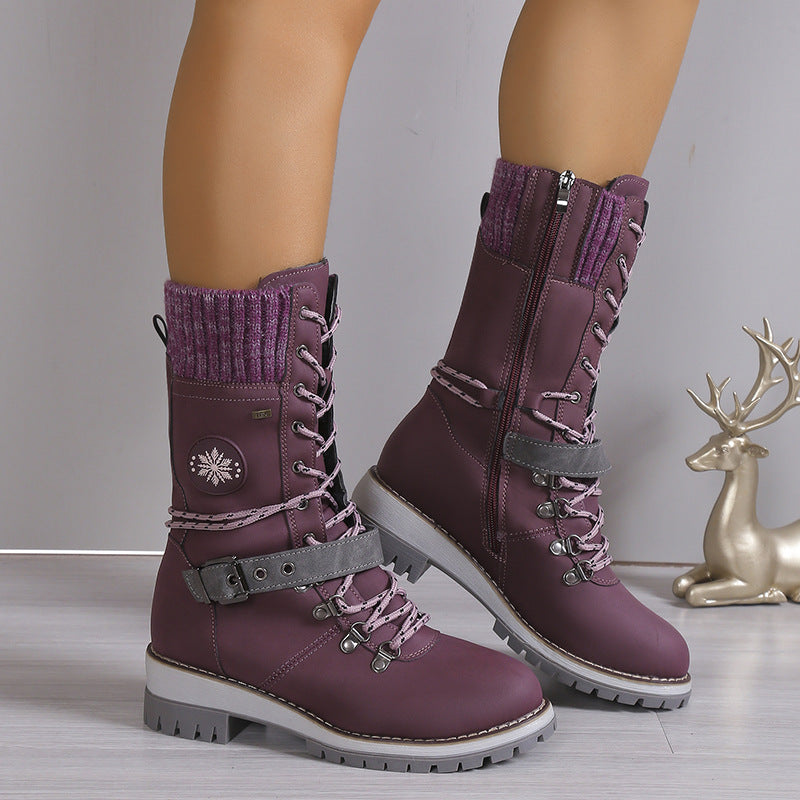 W&W Mode | Moderne Gestrickte Schneestiefel Mit Halbhoher Sohle