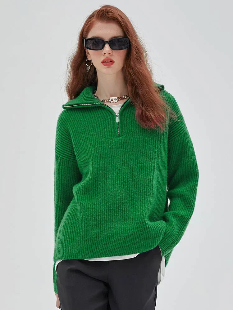 WW - Gebreide Turtleneck Dames Trui met Rits