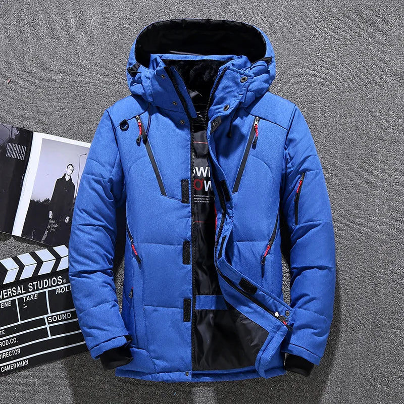 W&W Mode - Herren-Winterjacke - Warme, schlanke Daunenjacke mit Kapuze