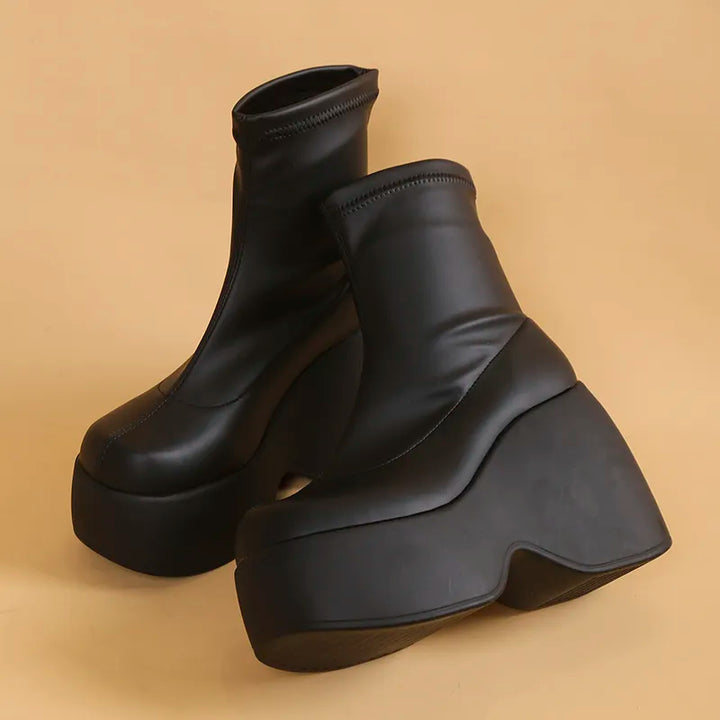 W&W Mode | Gothic Chunky Platform Stiefeletten mit Reißverschluss