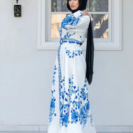 WW Blumenmuster-Kleid | Maxikleid mit langen Ärmeln und Blumendruck, mit Gürtel