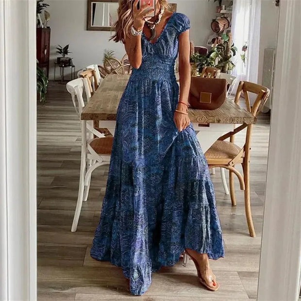 WW | Taille-Knautschende Lange Kleid In Bohemian Stil