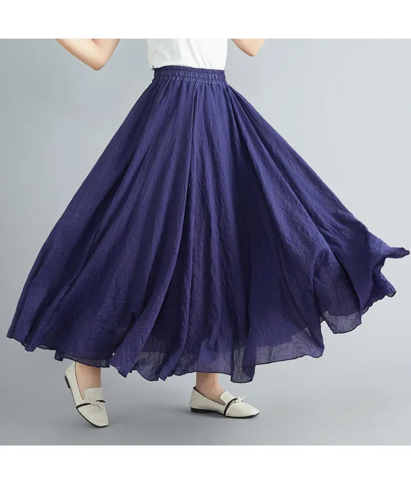 WW | Mode Baumwolle Leinen Kleidung Frauen Röcke Maxi Y2K Elegant Strand Saia Ropa Mujer Lässiges Kleid Boho Lange Röcke Faldas Harajuku