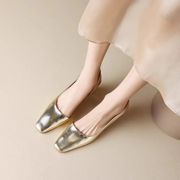 Damen Slingback-Schuhe mit eckiger Spitze und Blockabsatz