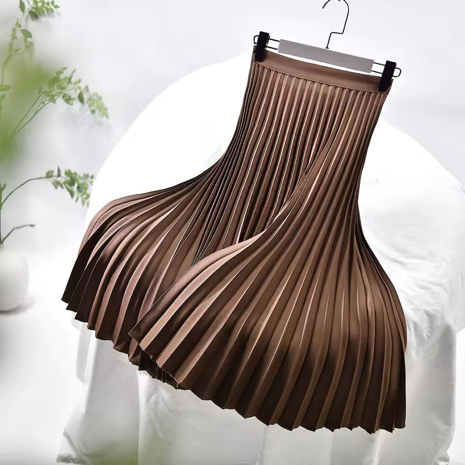 WW | Satin Plissee Rock Hohe Taille