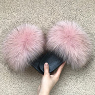 WW | Flauschige Echtfell Flip Flops Hausschuhe Sandalen