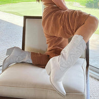 WW | Leder Cowboystiefel Schwarze Sohle