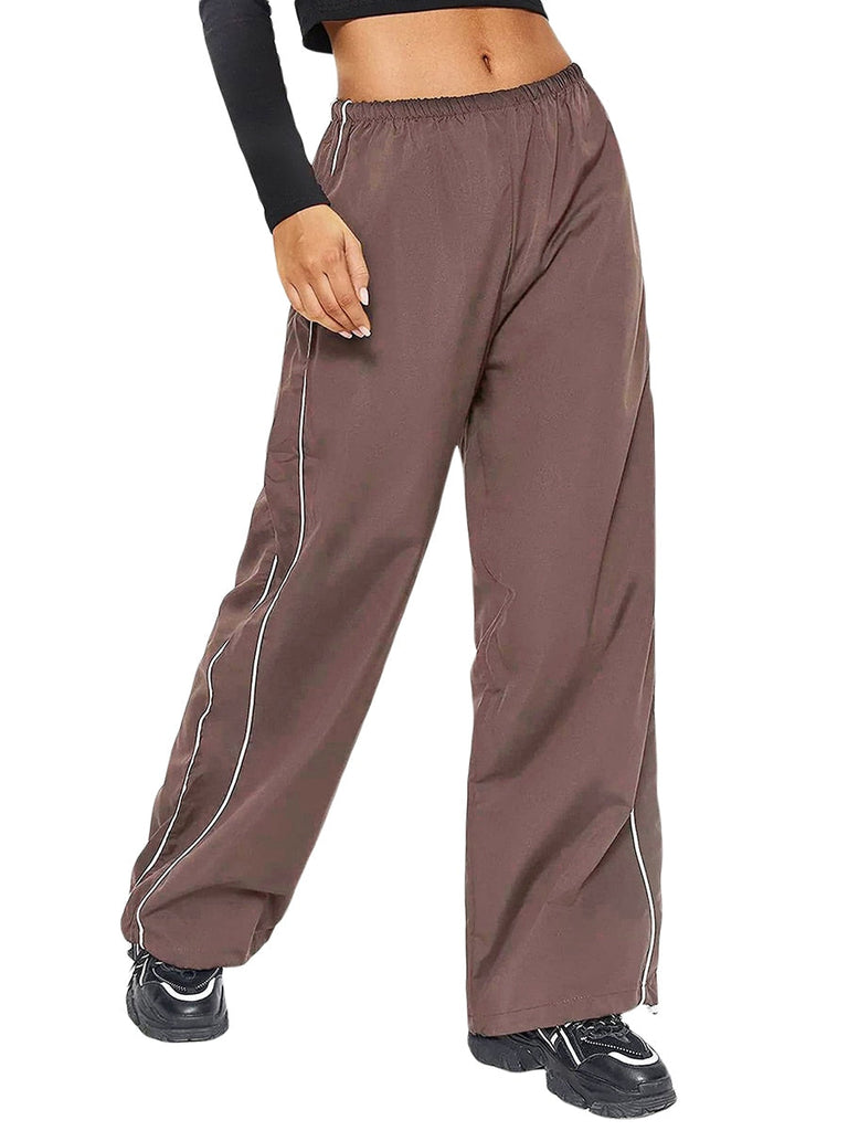 WW Großzügige Cargo-Hose | Damen Kordelzug Elastischer Niedriger Bund Parachute Hose