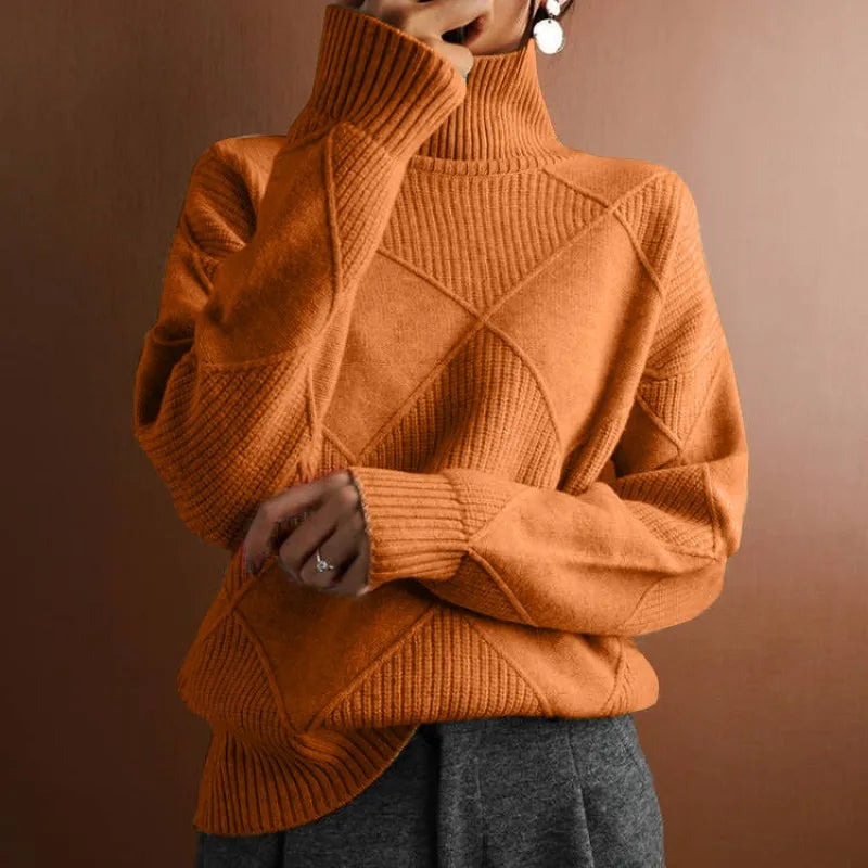 WW - Damen einfarbiger hoher Kragen Pullover