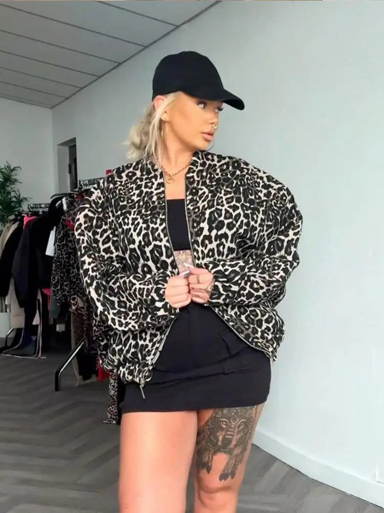 W&W Mode | Retro Lange Ärmel Leopard Jacke