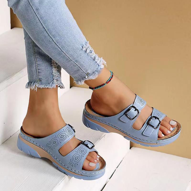 WW | Atmungsaktive Orthopädische Einstellbare Damen Ledersandalen